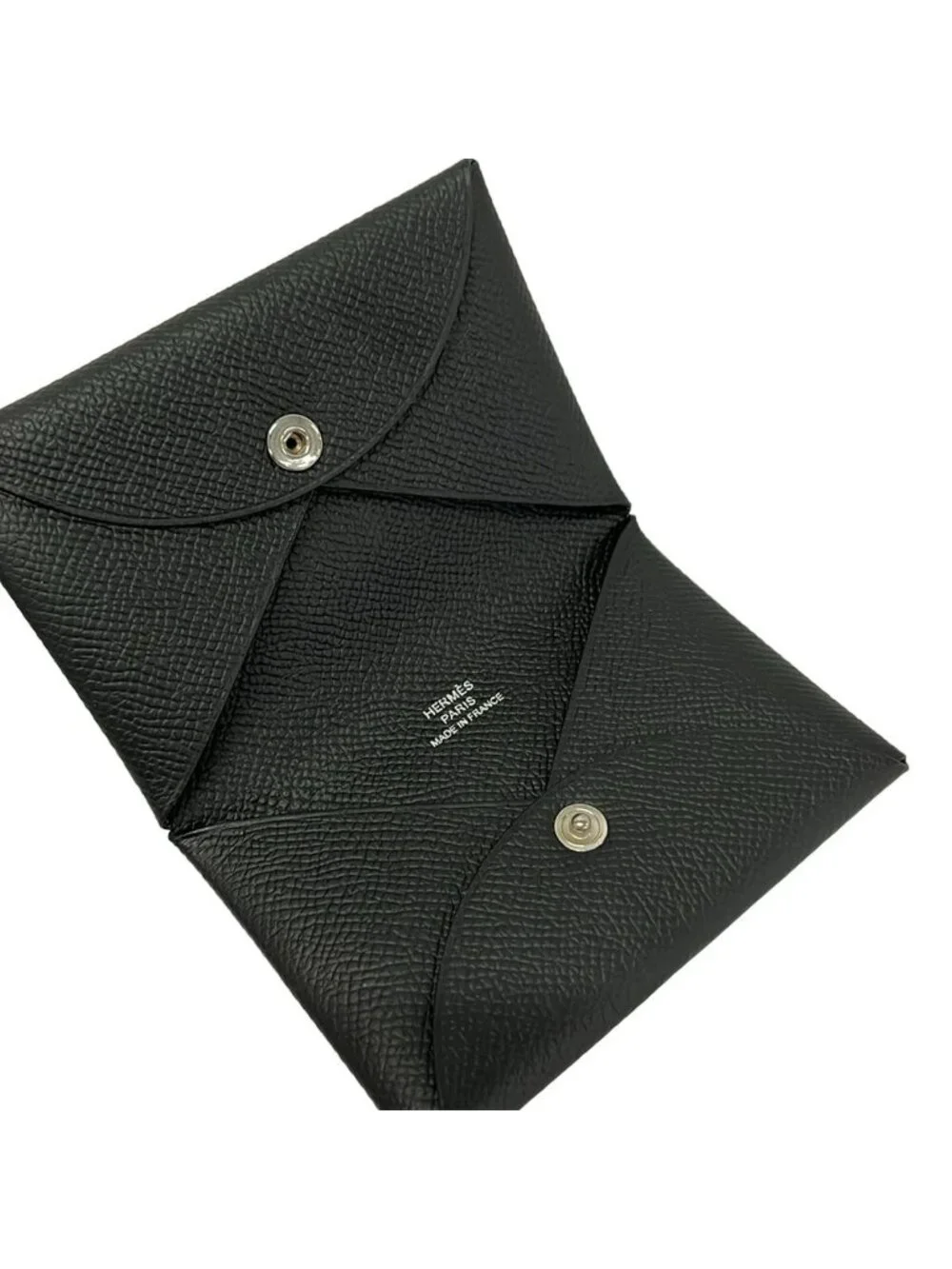 Hermes Card Case As Calvi Black Silver